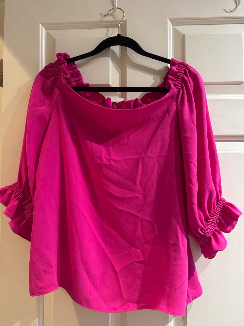 Trina Turk Hot Pink Off-Shoulder Blouse